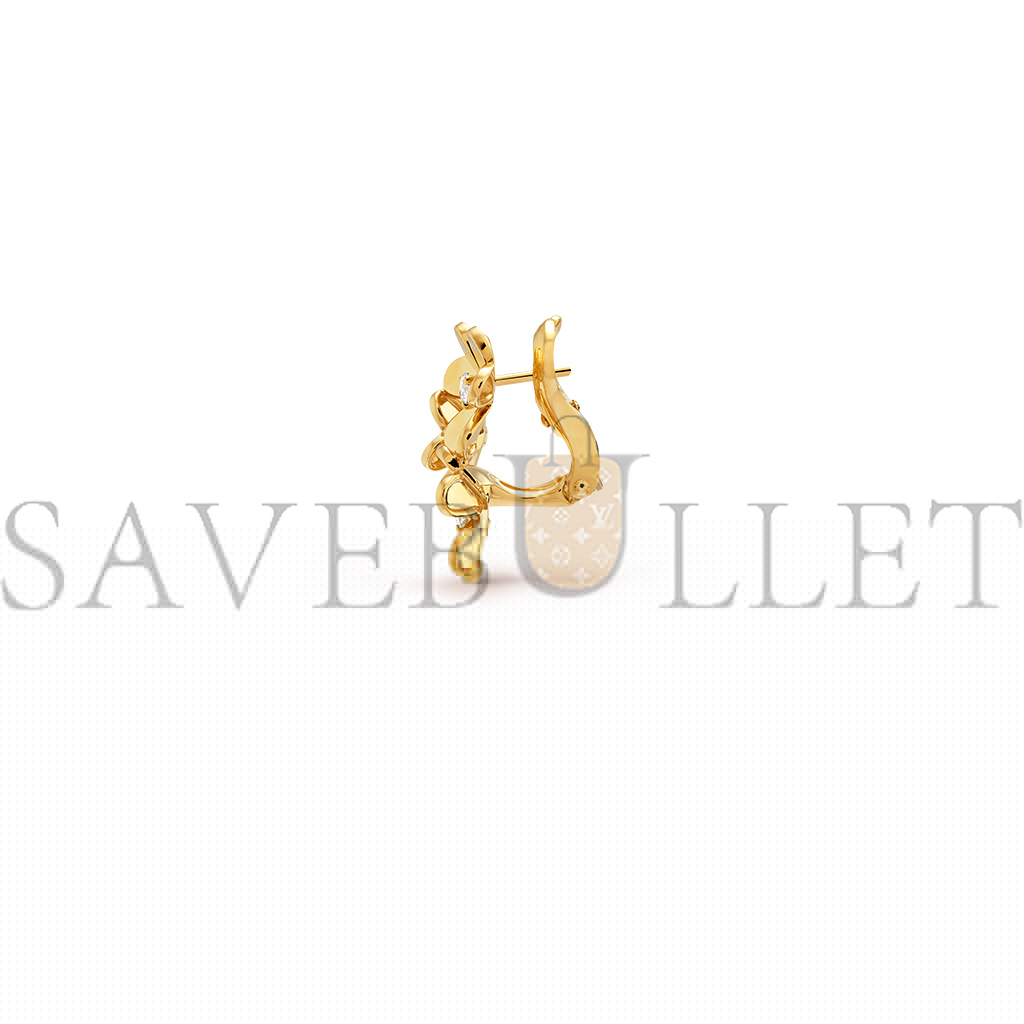 V*N CL*F arpels frivole earrings, 3 flowers, mini model - yellow gold, diamond  vcarp2dv00